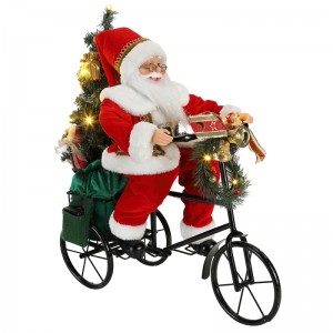 45cm santa claus siddende på trehjulet belysning jul dekoration figurine samling stof ferie festival brugerdefineret vare