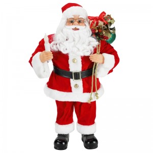 62cm jul stående santa claus med stearinlys ornament dekoration figurine samling stof ferie festival xmas plys