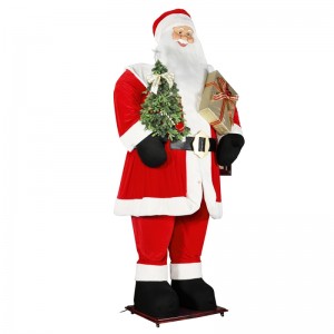 3,8m Big Christmas Santa Claus med træ og gavepose LED Lys Rise og Down Vis Exhibition Decoration Holiday Festival Luksus