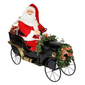 150cm Sitting Sleigh Santa Claus Med Lighting Ornament Christmas Decoration Traditionel Holiday Figur Collection