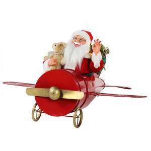 80cm julemusik animeret santa claus siddende rød plan dekoration figur classic ferie ornament gaver samling