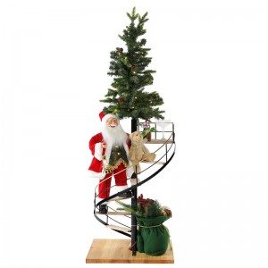 60cm juletrappe santa claus med belysning musikalske ornament dekoration festival ferie figurin samling traditionelle