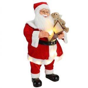 80cm animerede juleskrifter santa claus med belysning musikalske ornament dekoration traditionelle ferie figur samling