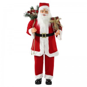 30 ~ 110cm julestående santa claus med gavepose ornament dekoration traditionelle figurin samling xmas serie